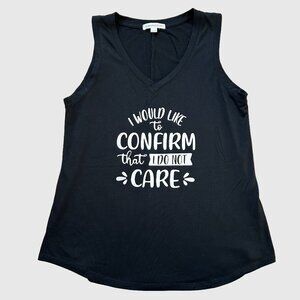 Warehouse One Women's 'I Do Not Care' Graphic Tank Top - Black - US M